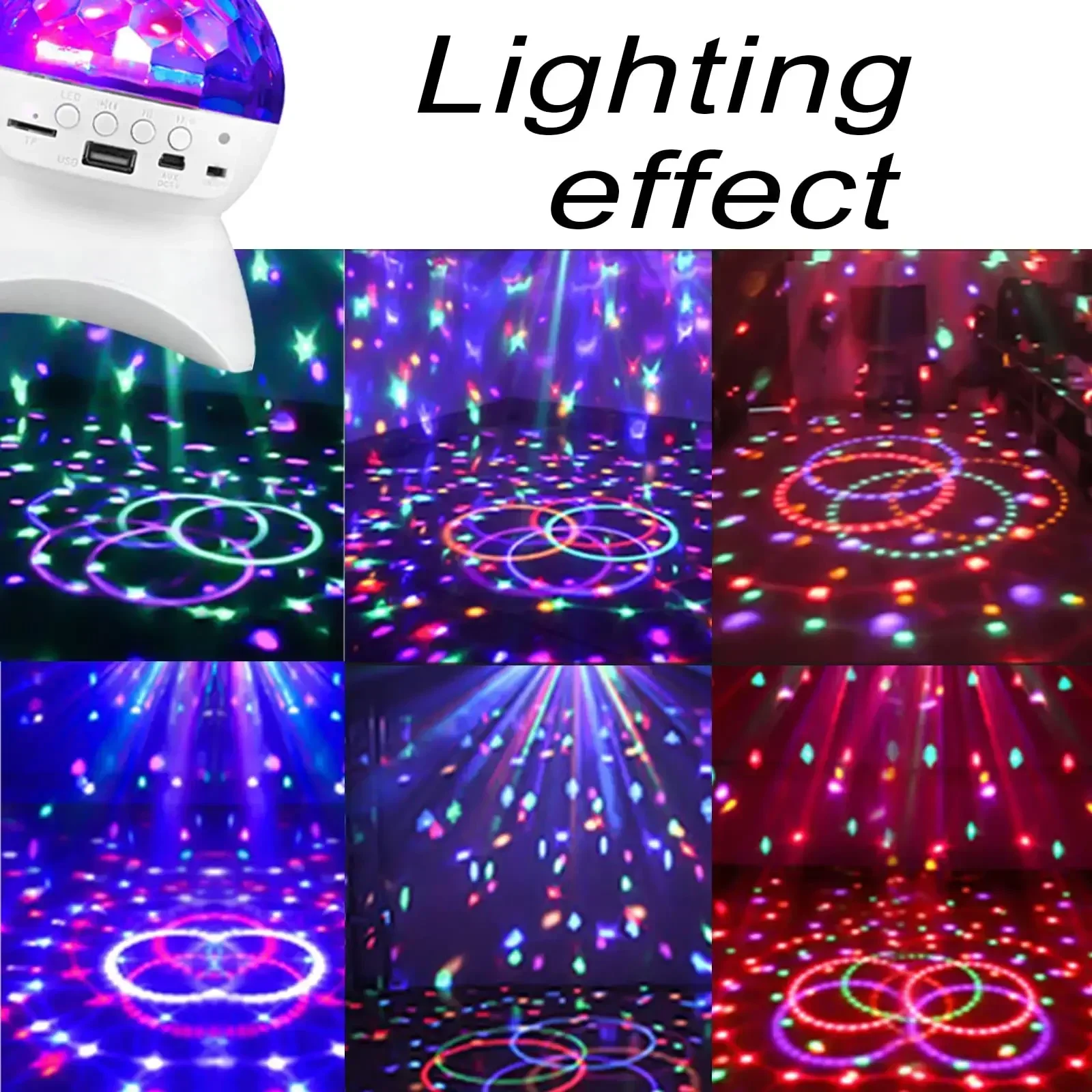 LED 디스코 볼 조명, 회전 블루투스 음악 무대 조명, 결혼식 장식 주변 조명, USB 충전식 RBG 효과 조명