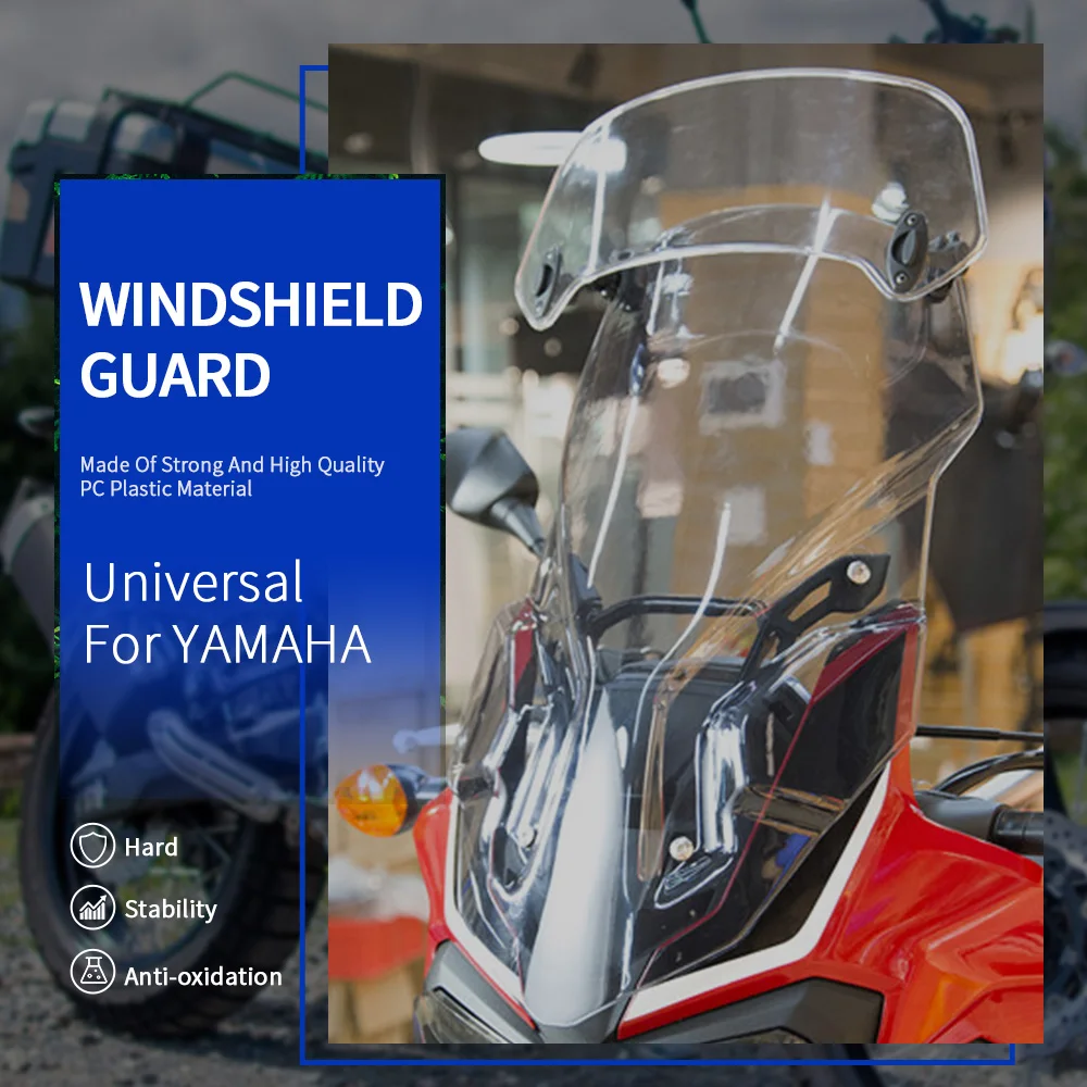 

For YAMAHA TENERE 700 YZF-R1 R25 R3 R6 R7 R15 V3 V4 XSR 700 XSR 900 FZ1 FZ6 Motorcycle Windshield Clamp-On Universal Windscreen