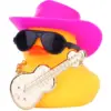 Car Rubber Duck Ornaments Yellow Duck Car Dashboard Decorations with Musical Instruments Mini Top Hat Guitar Sunglasses Necklace 1