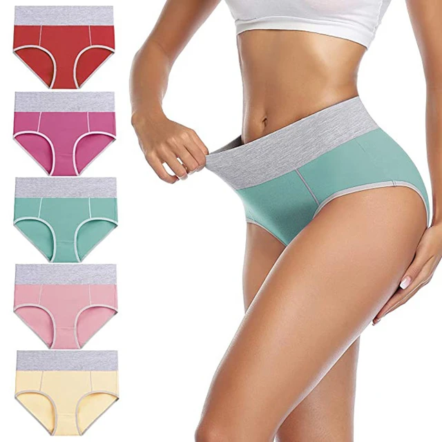 Women's Cotton Underwear Mid Low Rise Full Briefs Breathable