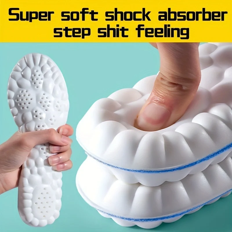 4D Orthopedic Sport Insoles sport insoles Super Soft Breathable High-elasticity Shock Absorption Running Shoe Pad Anti-pain Deodorant Cushion