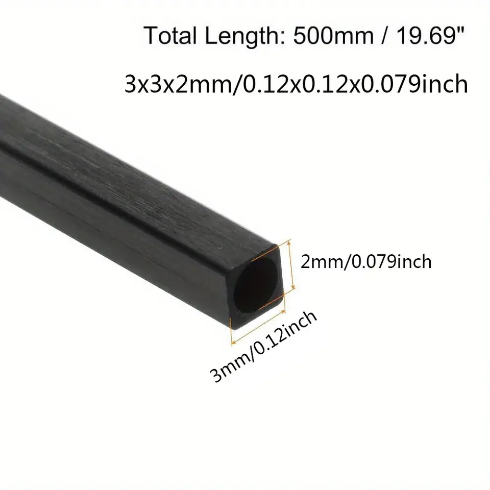 1-2-3-6pcs Carbon Fiber Square Tube Length X 500mm Outer Diameter 2mm 3mm 4mm 5mm 6mm 8mm 10mm Pultruded Carbon Fiber Tube image 10