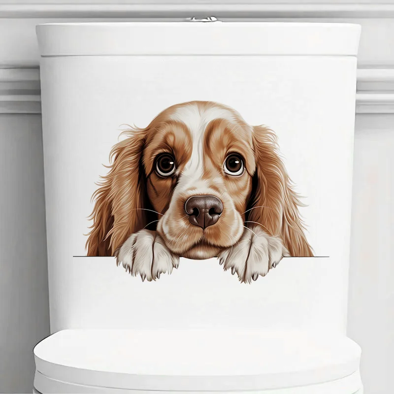 90931# American Cocker Spaniel Dog Self-Adhesive Toilet Stickers,Wall Decal Removable, Vinyl Car Sticker for Bathroom Decor