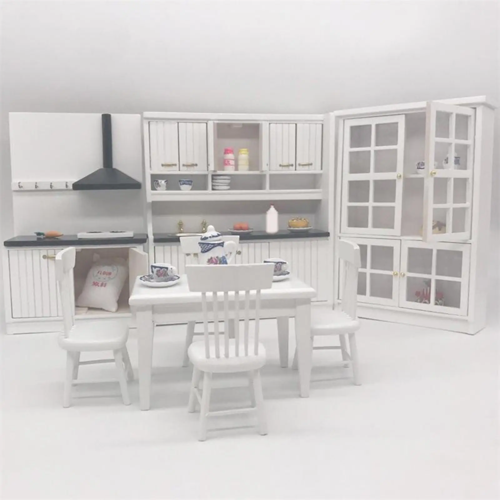 

1:12 Dollhouse Miniature Furniture Wooden Kitchen Cabinet Dining Table Dollhouse Kits Handcraft DIY Gifts