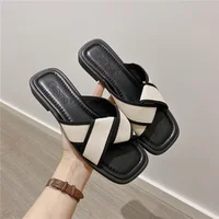 Slides Black Open Toe Low Heel Summer 2025 Shoes Rubber Bedroom Women's Slippers and Ladies Sandals Wholesale Easy Wears Sale F - Image 4
