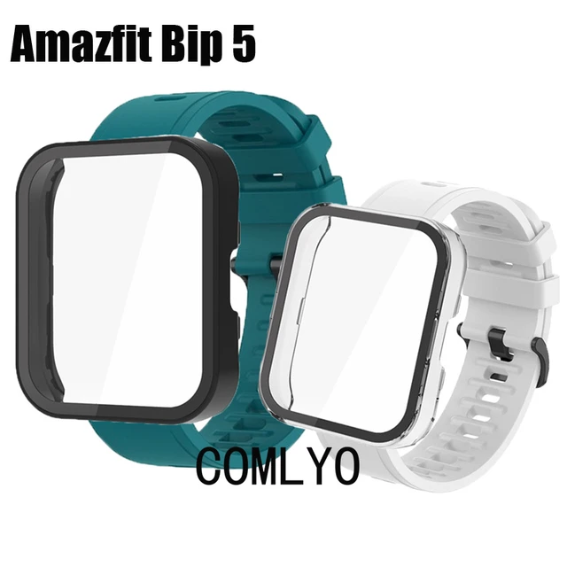 Intended for Amazfit Bip 5 Screen Protector with Tempered Glass Film Hard  PC Bumper Full Cover Smartwatch Accessories for Amazfit Bip 5 Case