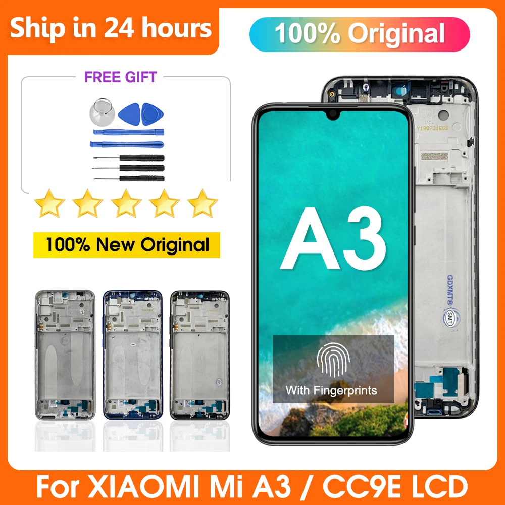 

ЖК-дисплей AMOLED для Xiaomi Mi A3 CC9e, сенсорный экран с дигитайзером в сборе, Замена для Xiaomi M1906F9SH, M1906F9SI, ЖК-дисплей