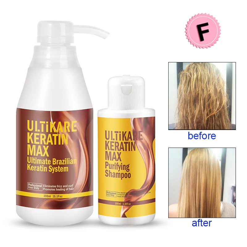 Brasiliano Di 300Ml Di Trasporto Di Formalina Keratin Treatment + Purificante 100Ml Shampoo Raddrizzamento E Di Riparazione Capelli Cruly Set + Free R