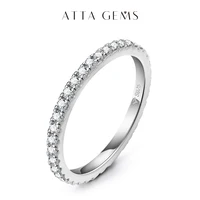 ATTAGEMS Solid 925 Sterling Silver Rings for Women Moissanite Full Eternity Wedding Band Engagement Wedding Ring Fine Jewelry 1