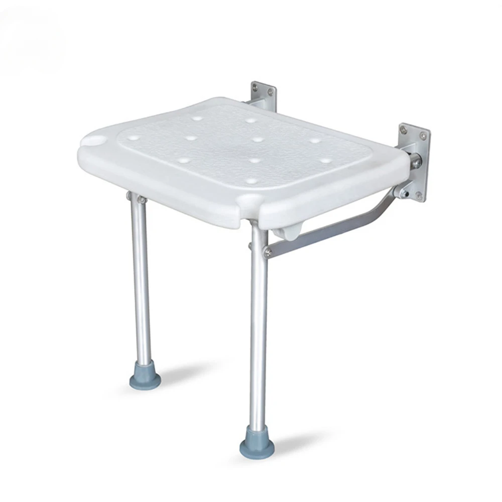 

Folding Shower Flip-up Screw-in Bath Seat Wall Mounted Bathroom Chair Stool with Non-Slip Feet Drainage Holes Shower step stool