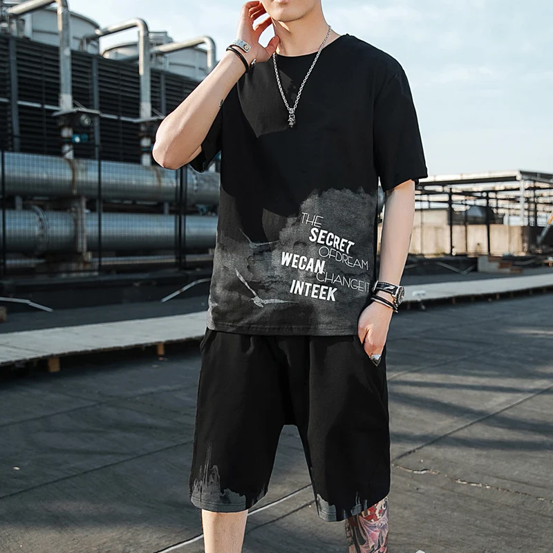 New Clothing Summer Men's Casual Sports Set Running Set Fitness Sports Set T-shirt + Shorts 2 Piece Clothes for Men Shorts