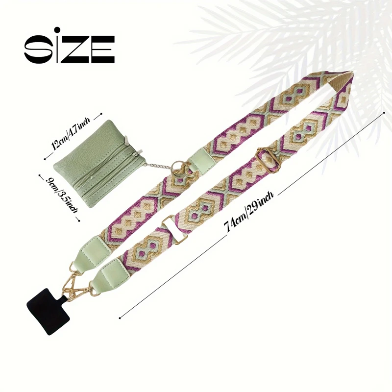Mobile phone lanyard crossbody bag,with zippered leather wallet bag, Adjustable Fashion Cellphone Lanyard 4