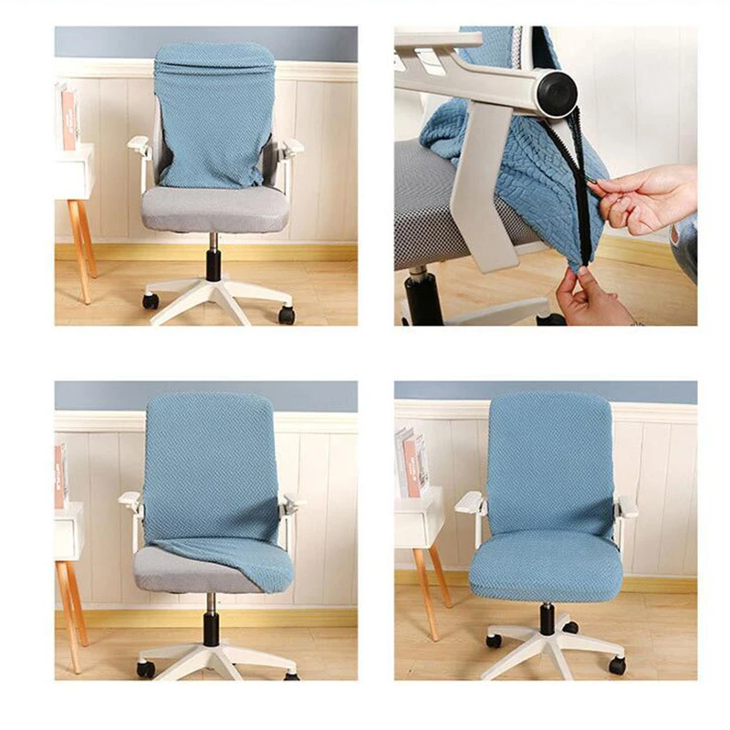 Housse De Chaise De Bureau Extensible – Universelle, Lavable – Protège Et Décore – Pour Chaises Sans Accoudoirs - 8