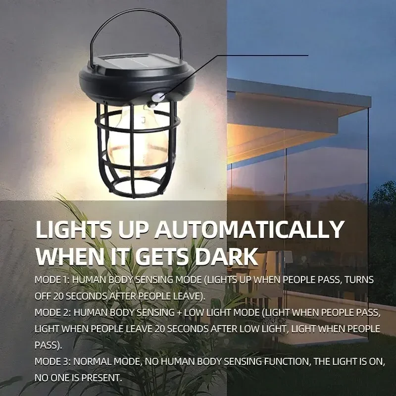 Solar Outdoor Wall Lamp Human Body Sensor Intelligent Light Control Lamp Garden House Wall Hanging Waterproof Decorative