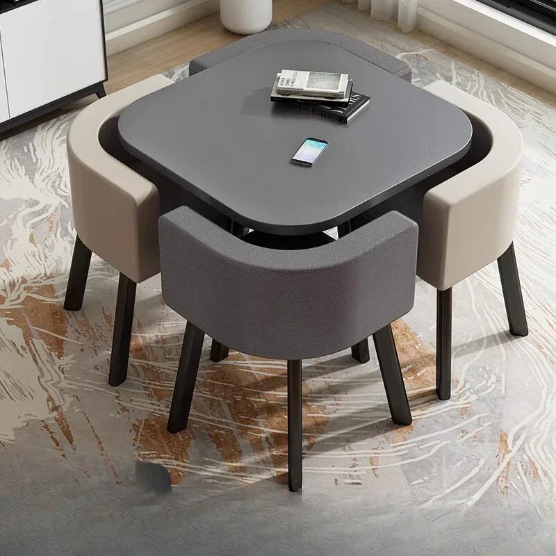 Round Table Resting Area One Table and Four Chairs Set Light Luxury Leisure Negotiation Table and Chair Combination Reception