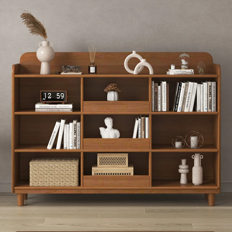 

Floor-to-ceiling bookcase living room low cabinet storage cabinet Home children walnut bookcase solid