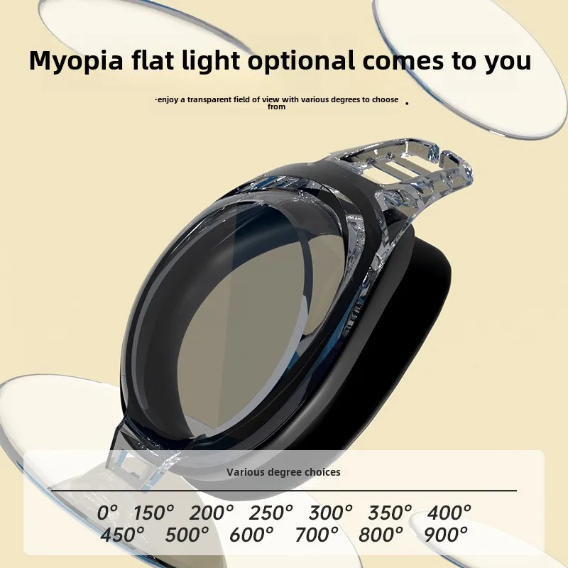 Adult High Definition Swimming Goggles Waterproof and Anti-fog Flat Light Myopia Men and Women Swimming Glasses 3