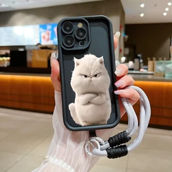 Charming Black Cat Soft Lanyard Rope Phone Case Cover for Redmi Note 12 5G (1)