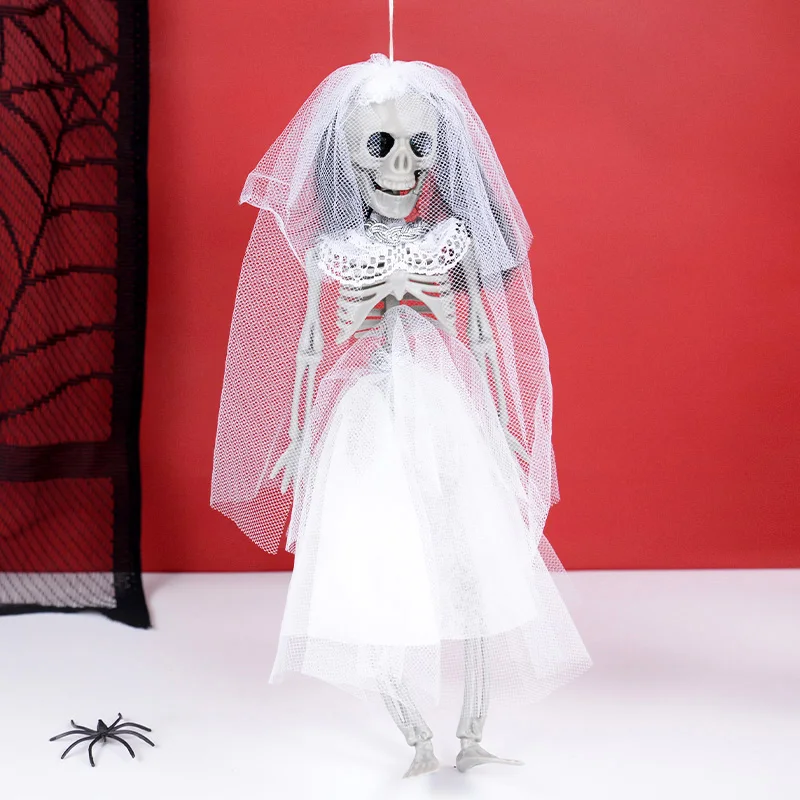Halloween Skelett Braut und Bräutigam Paar Ornament Schädel Knochen hängen Dekoration für zu Hause Spukhaus Horror Requisiten Bar Dekor – Detail 4