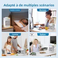 Ventilateur de climatisation portable de bureau avec lumière LED nocturne et humidificateur, mini ventilateur de refroidissement par brumisation pour le bureau et la maison 5