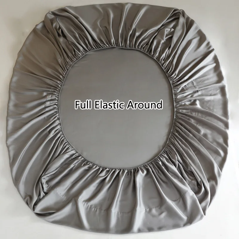 High End Mulberry Silk Fitted Sheet with Elastic Bands Full Around Mattress Cover Smooth Non Slip Bed Cover Bedding 100/160/200 4