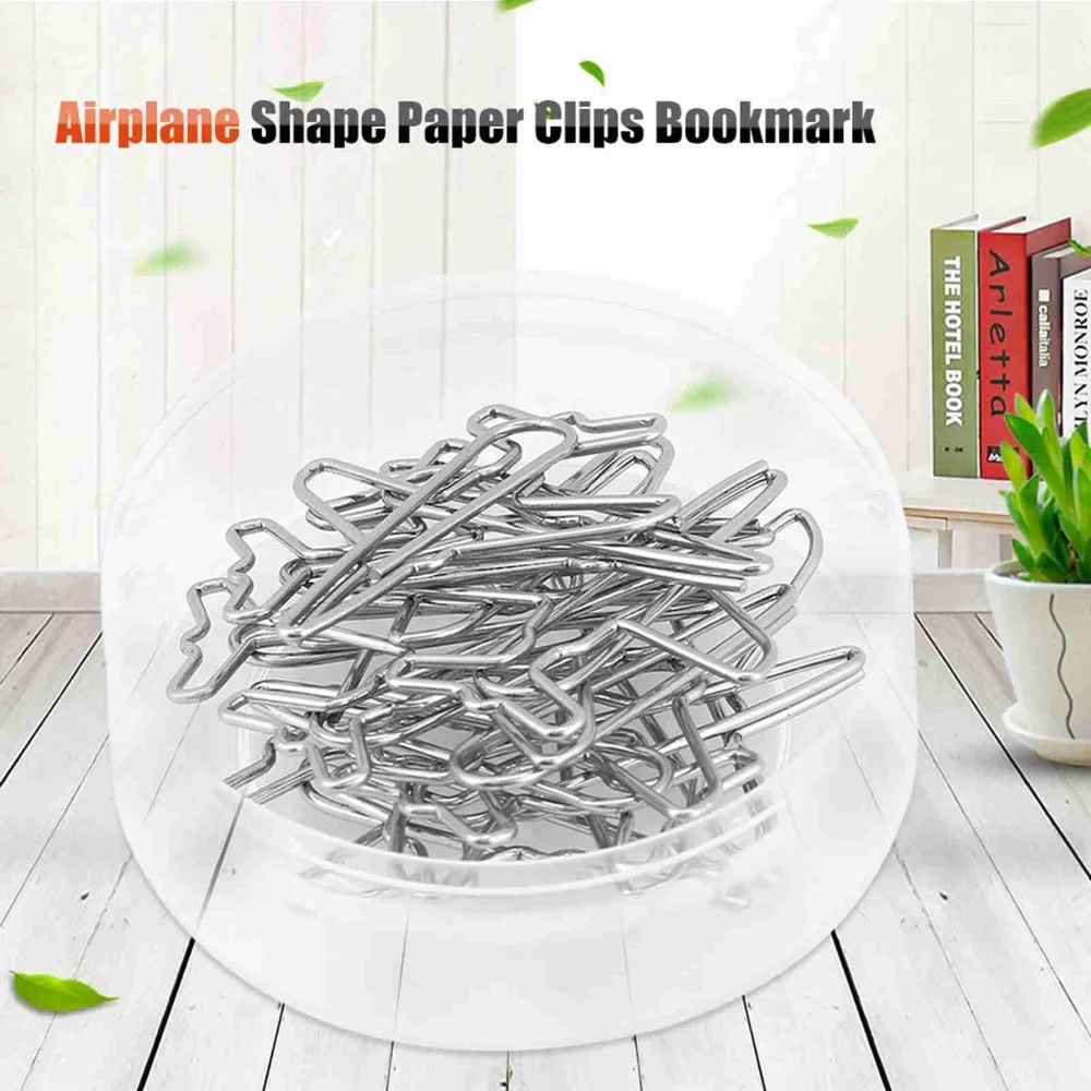 10pcs Pclip 비행기 비행기 종이 클립 스테인레스 스틸 실버 종이 클립 메모 클립 귀여운 북마크 클립 사무실 사용