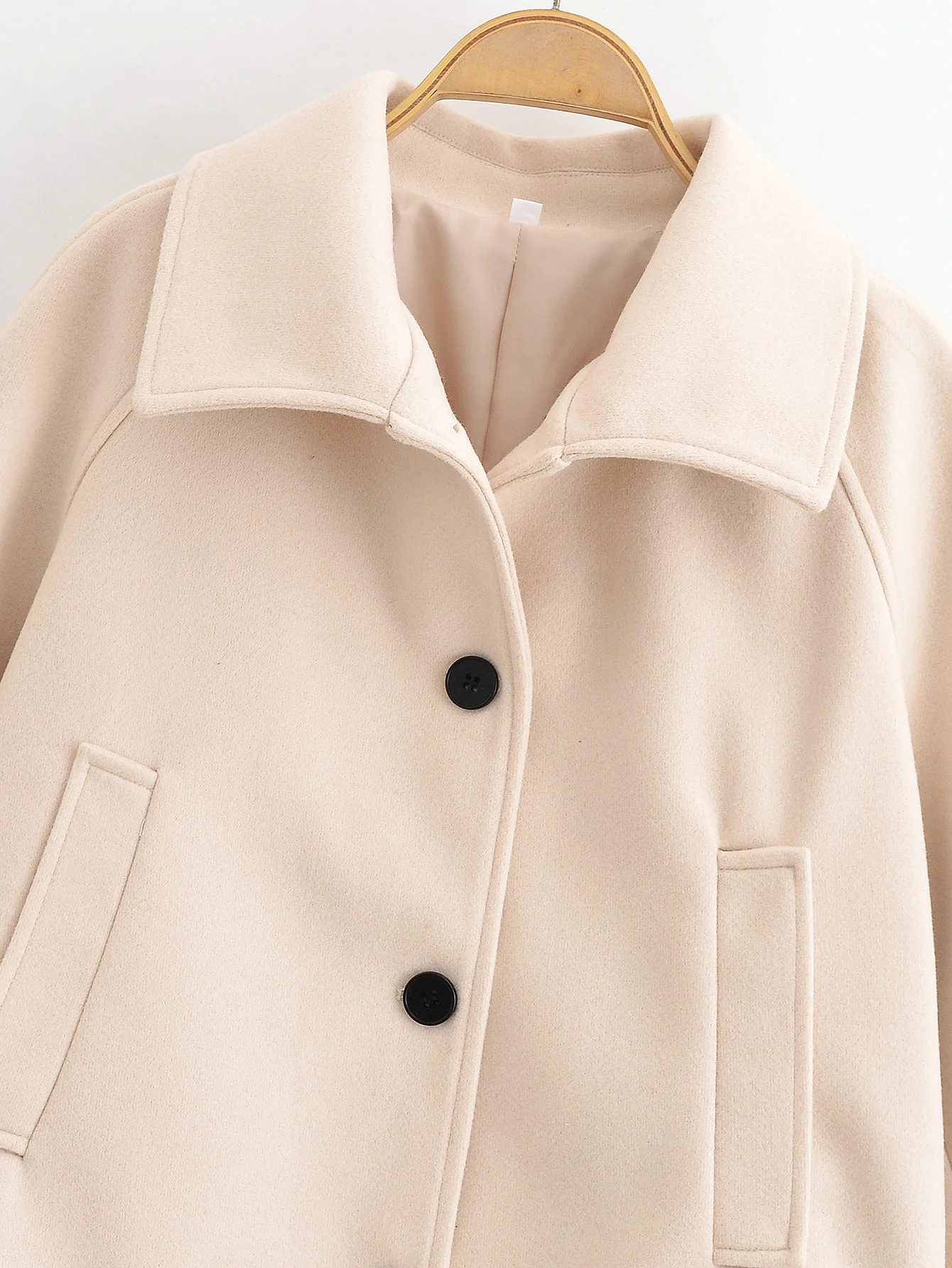 Women Autumn Winter Black Short Wool Jacket Long Sleeve Female Turn-Down Collar Button Coats Lady Casual Outerwears Streetwear