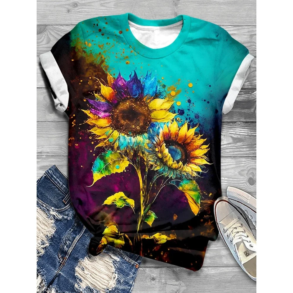 

Women's T-Shirts Cartoon Characters 3d Print Rose T-Shirt Harajuku Casual Short Sleeve Top Tee O Neck Oversized Female Clothing