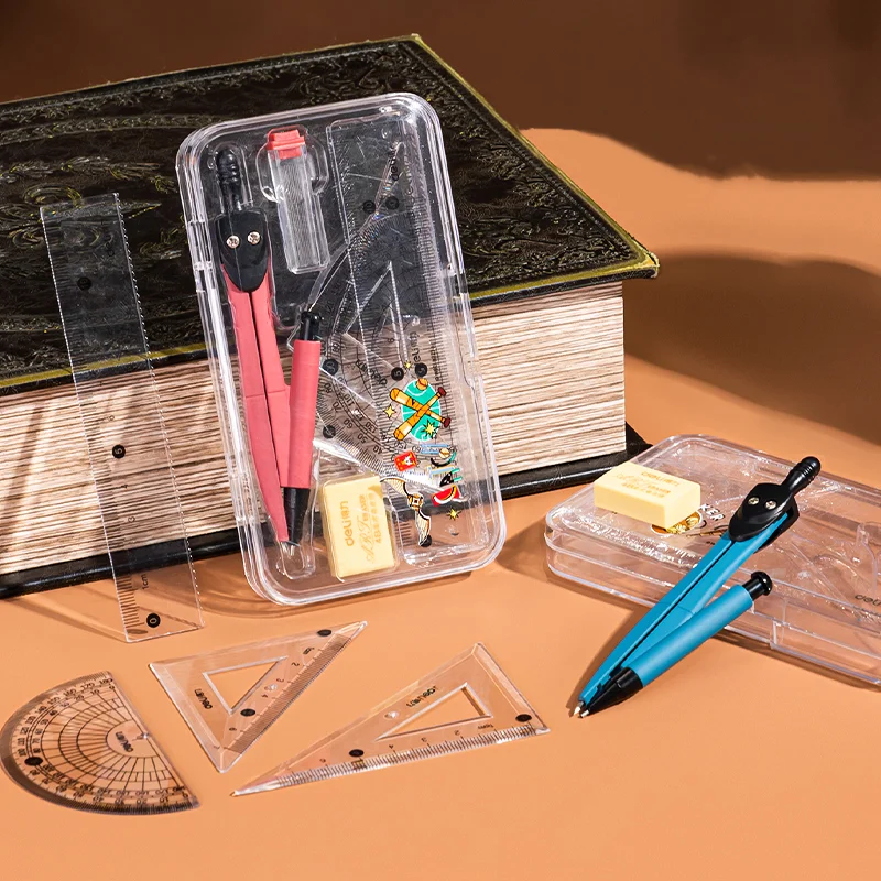 6Pcs/Set Deli 72169 Harry Potter Ruler Suit Compass Rubber Protractor Supplies School Office Stationery