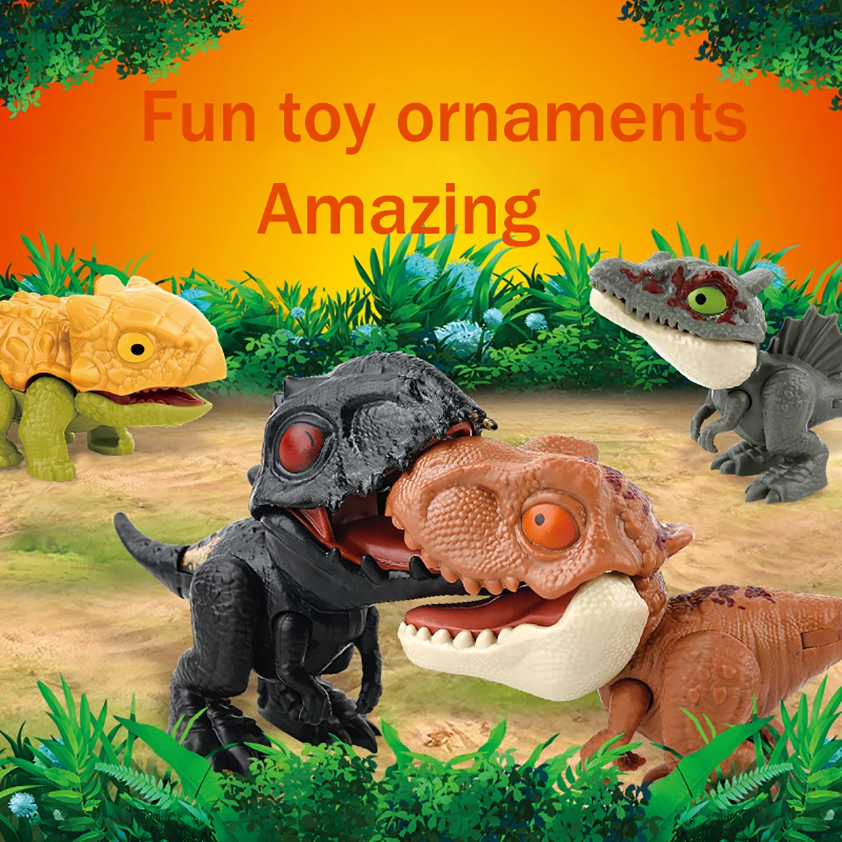 3pcs Jurassic Finger Dinosaur Triceratops Tyrannosaurus Toys Ornaments Boy Small Gifts Kids Creative Dinosaurs Interactive Toy 2