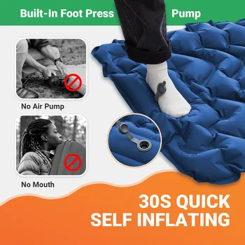 KingCamp Self Inflating Sleeping Pad, Ultralight Inflatable Sleeping Mat With Pillow Built-in Foot Pump For Hiking, Traveling 3