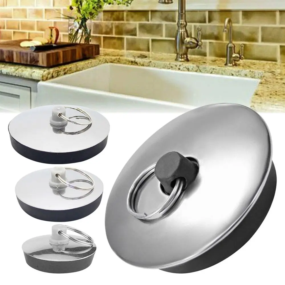 1Pcs Stainless Steel Bath Plug Rubber Drain Stopper Water Kitchen Bathroom Accessory Bath Tub Caps Plug silicone drain stopper drain stopper basin drain stopper hair catcher stopper drain pipe plug bathroom sink plug washbasin drain plug