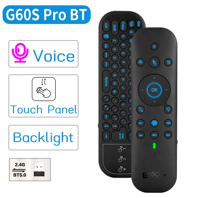 Télécommande vocale sans fil G60S Pro, 2.4 ghz, BT5.0, Mini