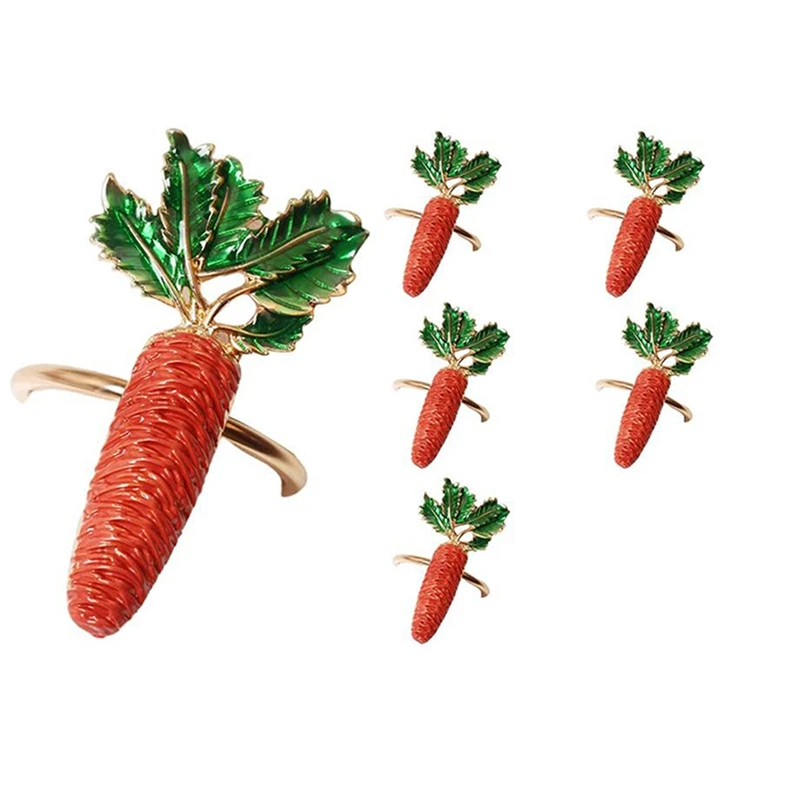 

6 Pcs Easter Napkin Rings,Table Inlaid Carrot Napkin Rings,Napkin Rings For Wedding,Lunch,Themed Party,Dinner, Banquet