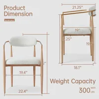 Boucle Dining Chairs Set of 2, Modern Armchairs with Wood Grain Metal Legs for Kitchen, Living Room, Restaurant 2