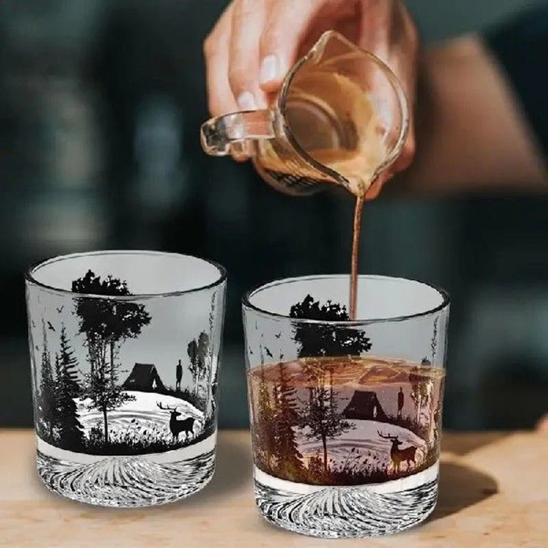 Creative Silhouette Wine Glass Cup 300ml Iceberg Cup Snow Mountain Thick Bottom Rock Christmas Whiskey Wedding Gifts whiskey glass wine glass