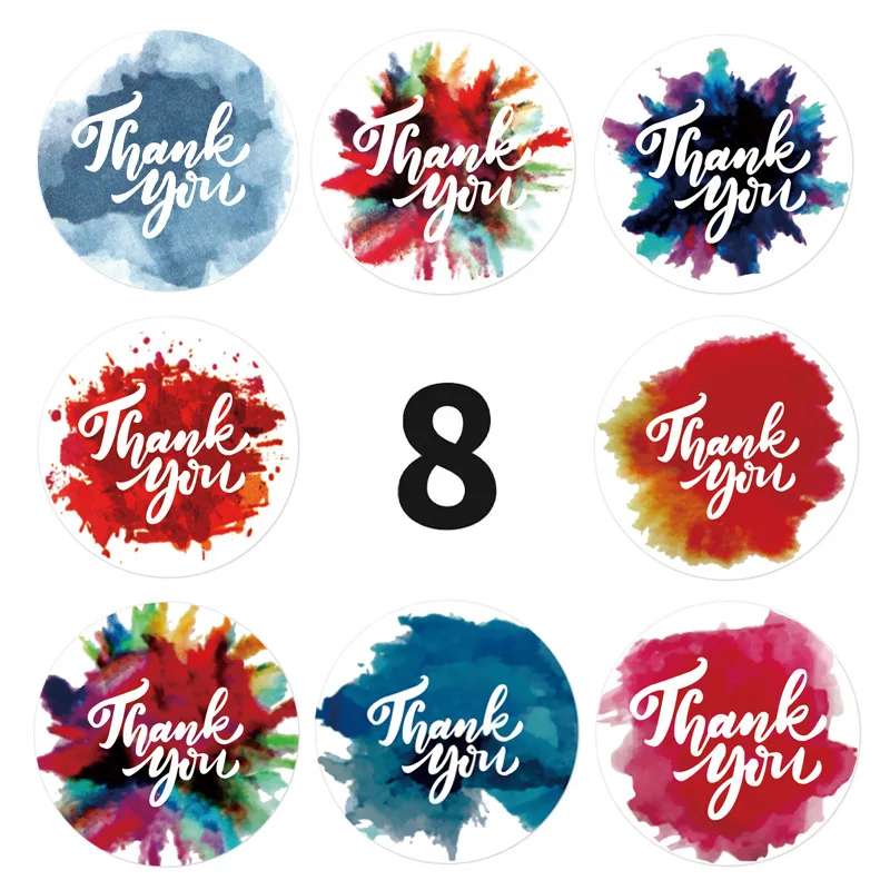Thank You Stickers Floral Stickers Stationery Stickers Decorative Labels Stickers Self Adhesive Stickers Adhesive Stickers Paper Stickers 50-500pcs 8 styles Thank You Sticker for Seal Labels Round Floral Multi Color Labels Sticker handmade offer Stationery