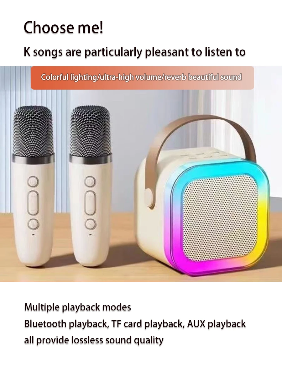 12 Pink Mini Machine, The Best Christmas Birthday Gift, Bluetooth Speaker With Wireless Microphone Player, Multiple_voghion.com