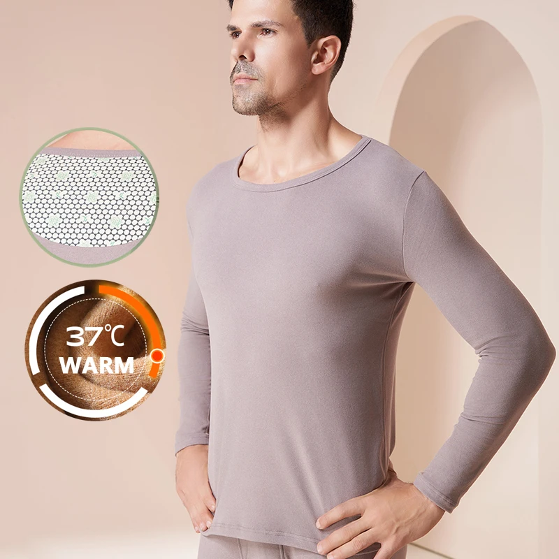 Men Thermal Underwear Sets Winter Thermos Underwear Long Johns Winter Male Double Layer Warmth Thick Thermal Clothing smart heating two piece set winter couple electric warmth constant temperature heating thermal underwear fleece pants