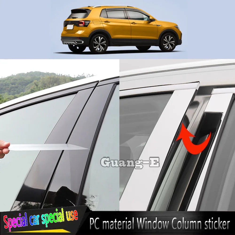 Per Volkswagen Vw T-Cross Tcross 2018 2019-2022 2023 Car Tpu/Glossy Mirror Pillar Post Cover Door Trim Window Stickers 6 Pz