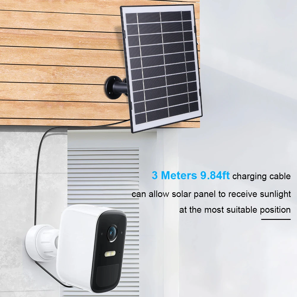 EufyCam Wyze 캠용 마이크로 USB USB-C DC5521 태양열 충전 패널, 360 ° 조절 가능 장착, 9.8Ft 충전 케이블, 30W 태양열 충전기