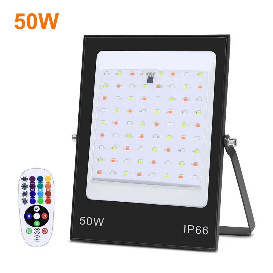 220V RGB Flood Light Led 30W 50W 100W 200W Outdoor Garden Lighting Waterproof Led Projector Lamp Street Lights Remote Control 12v led flood lights Floodlights