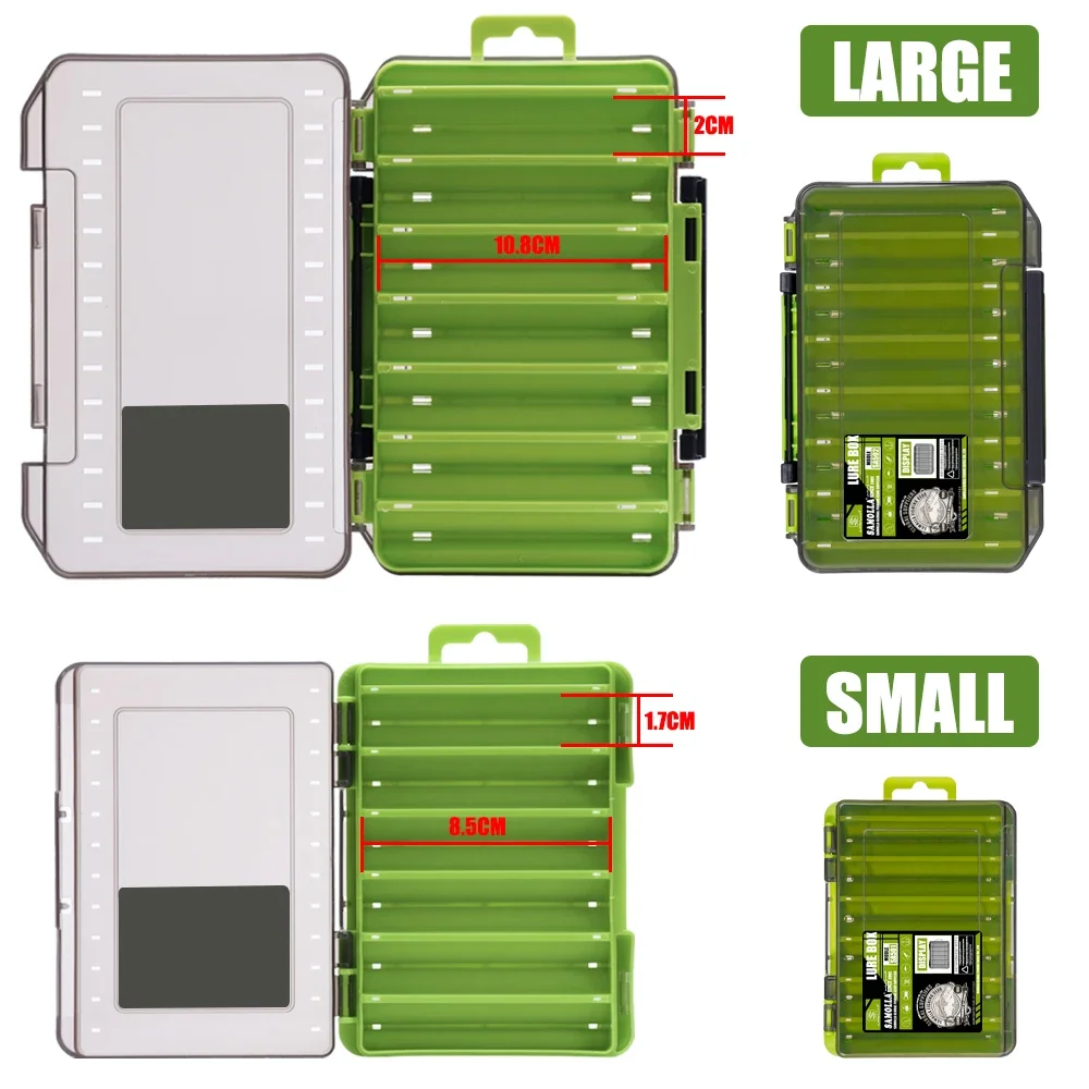 SAMOLLA Double-Sided Compact Tackle Box-Streamline Fishing with Durable, Versatile Organizer for Lures, Hooks, Baits Pliers
