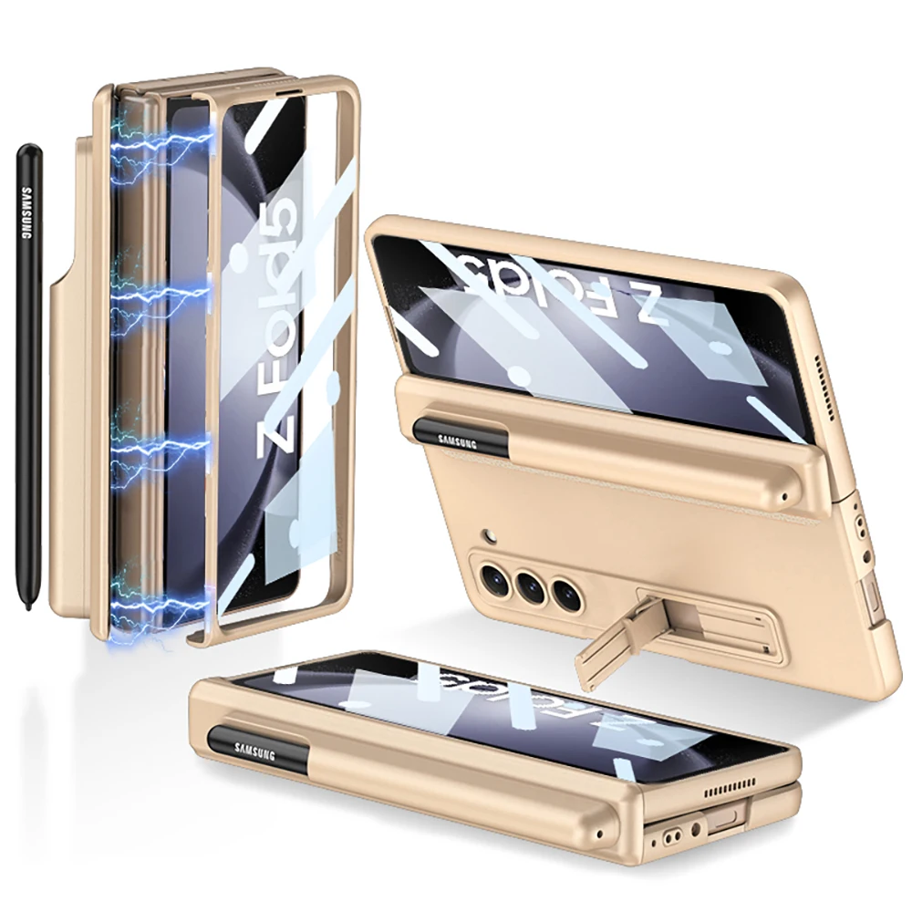 Magnetische Halterung Stift Halter Telefon Fall Für Samsung Galaxy Z Fold 5 5G Fall Kamera Bildschirm Schutz Abdeckung Stoßfest_voghion.com