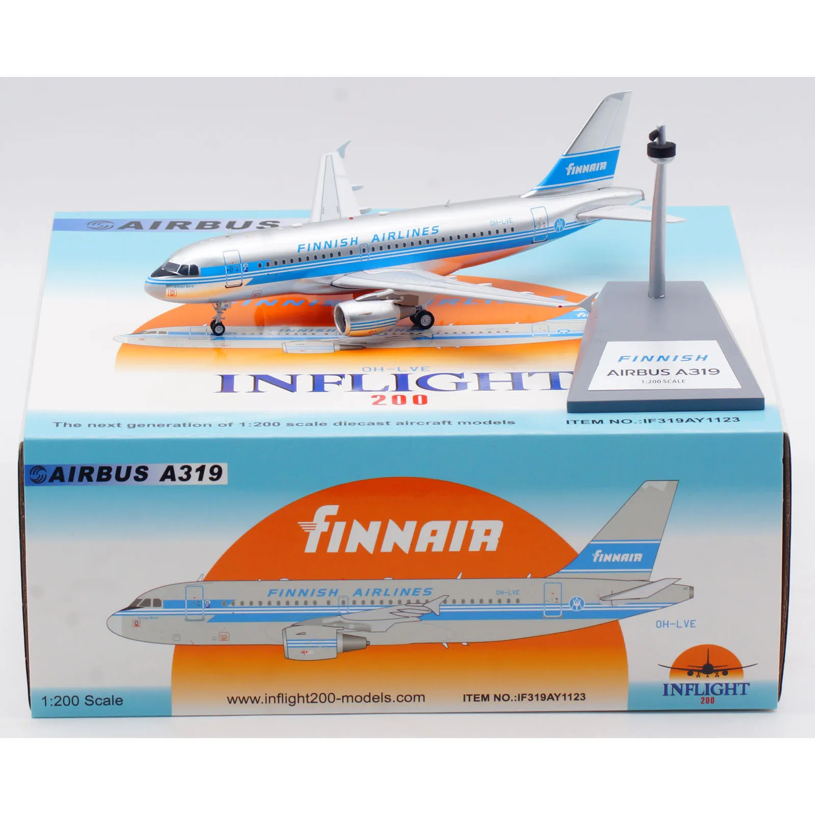 Коллекционный самолет из сплава IF319AY1123, подарок, летательный аппарат в ретро стиле 1:200 FINNAIR, модель самолета с литым давлением