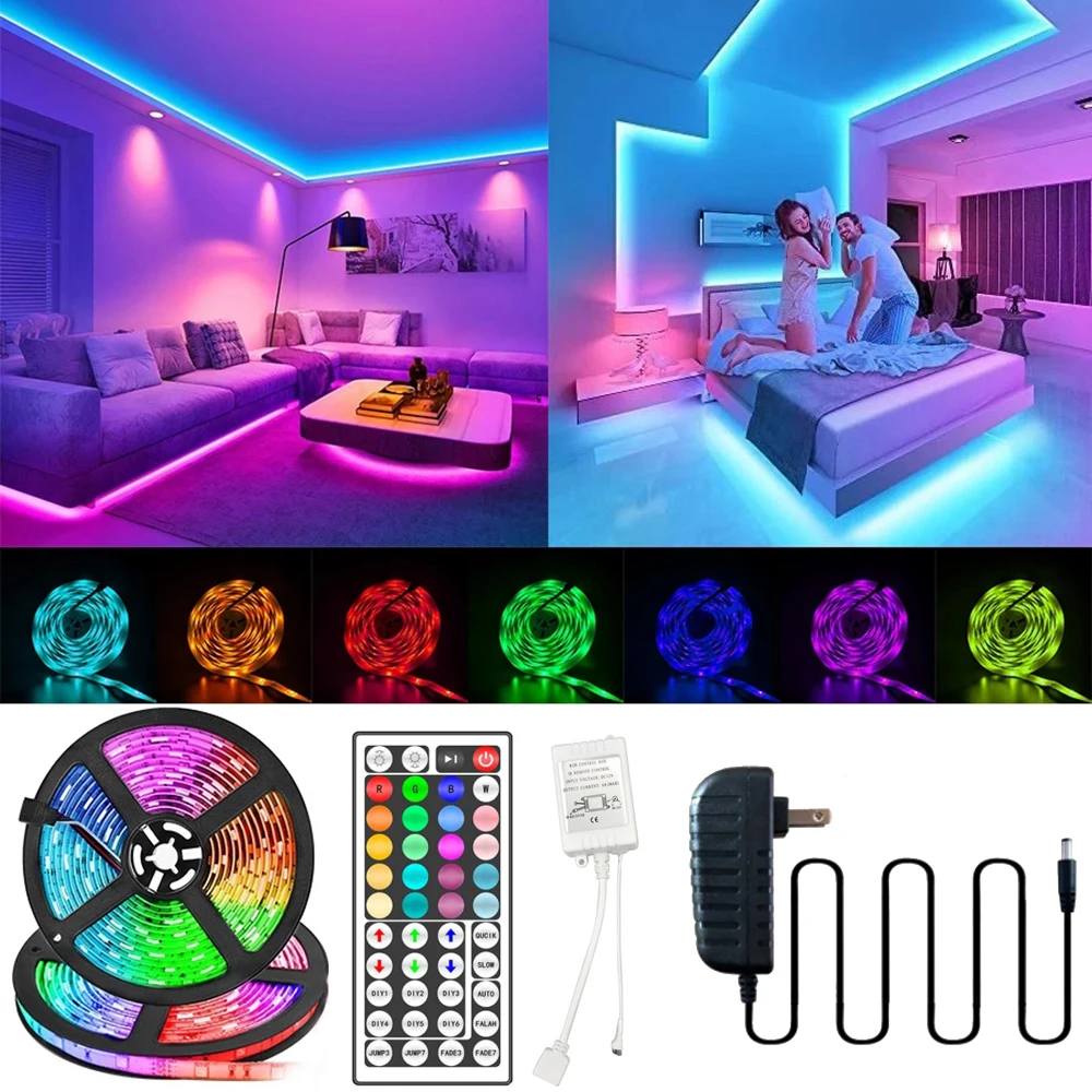 RGB LED Strip Lights 2835 Flexible Ribbon LED Light Strips DC12V 5M 10M With Remote Control For Living Room / Bed Room / Kitchen rgb led strip light 5050 flexible ribbon led light strip dc12v 5m 10m 20m remote full kit for living room bed room kitchen