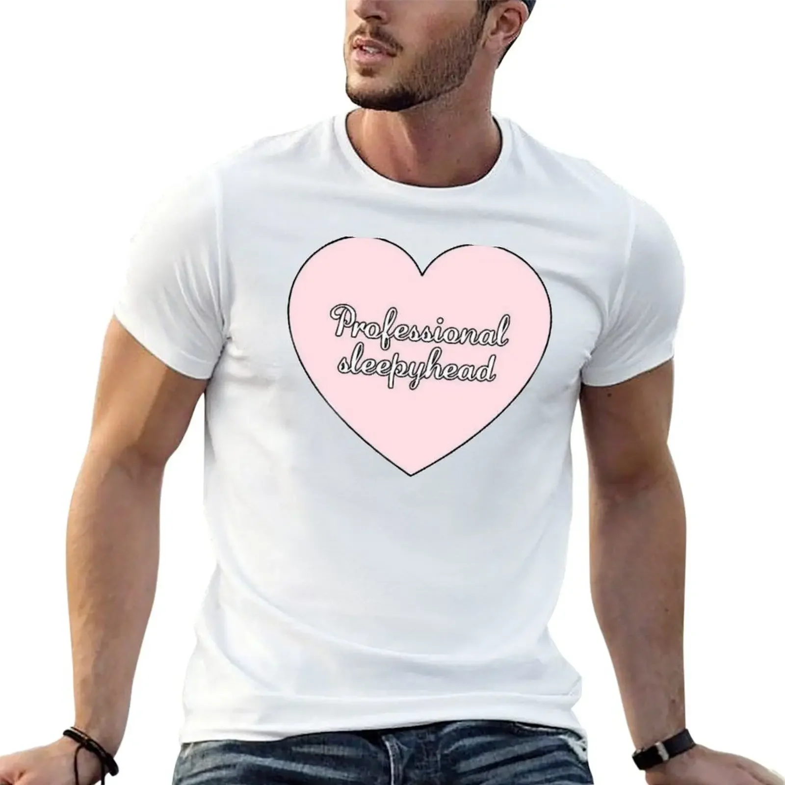 T-Shirt Estetica Professionale A Cuore Corsivo Sleepyhead T-Shirt A Maniche Corte Oversize T-Shirt Grafiche Da Uomo Divertenti