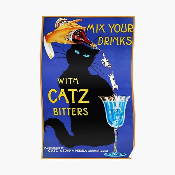 

Mix Your Drinks With Catz Bitters Vintag Poster Modern Decor Mural Vintage Picture Wall Home Decoration Art Room Funny No Frame