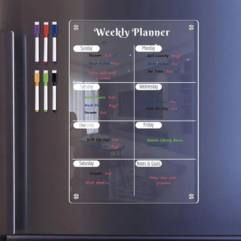 

Schedule Magnetic Dry Erase Board Daily Planner Acrylic Wall Whiteboard Calendar Home Kitchen Erasable Flexible Writing Tablet
