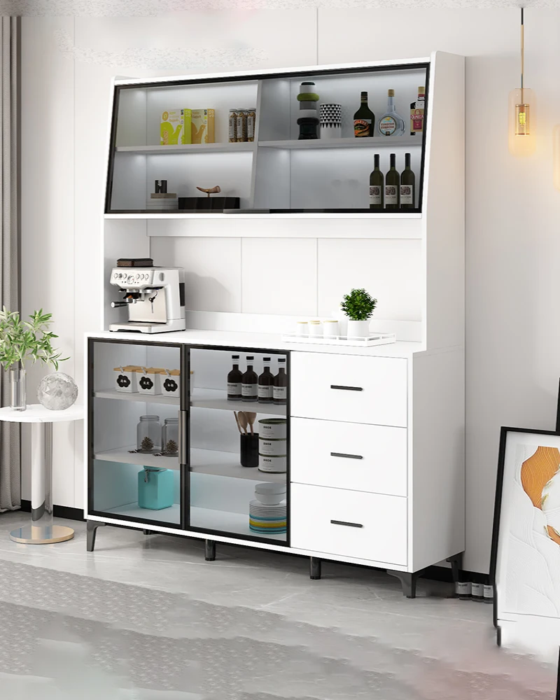 

White sideboard, wine cabinet, kitchen cabinet, storage rack, living room, modern and minimalist cabinet, integrated storage, wa